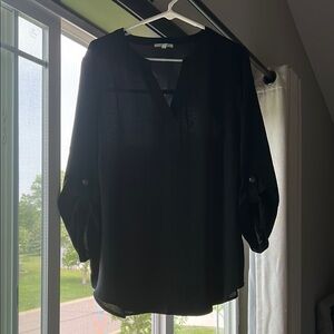 Maurices Black Mandarin Collar 3/4 Sleeve Blouse